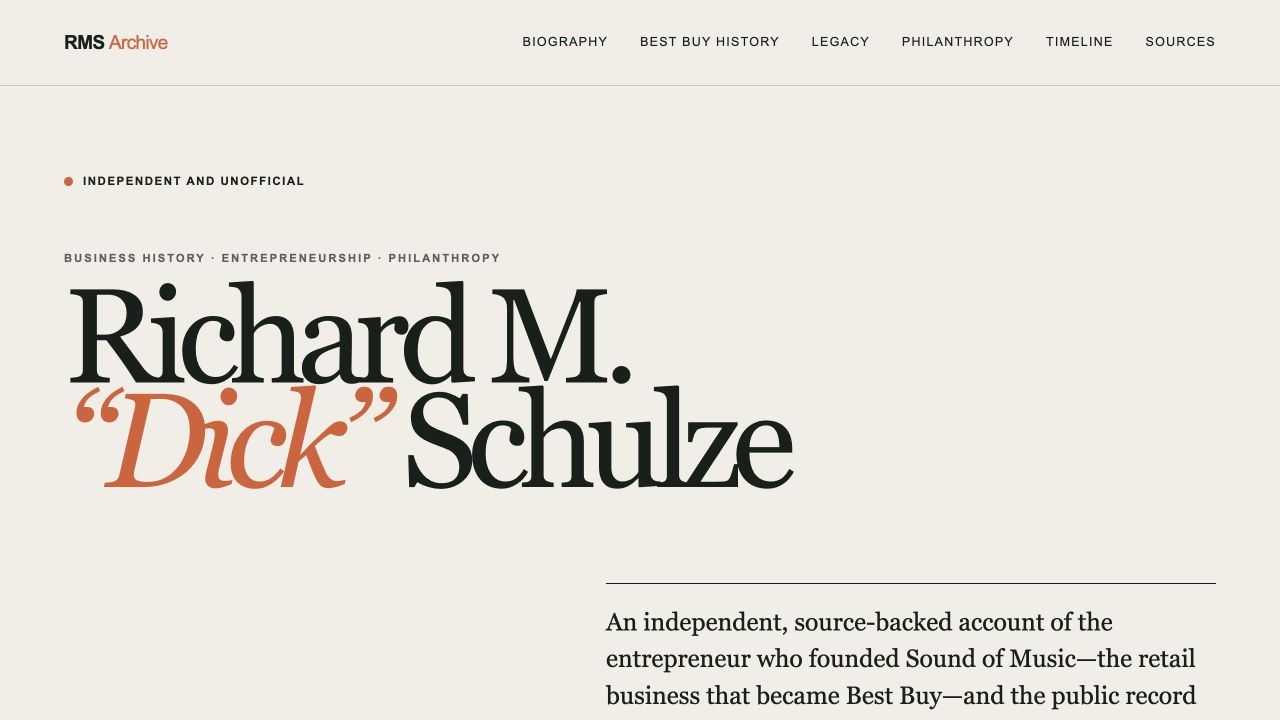 Richard M. “Dick” Schulze website preview